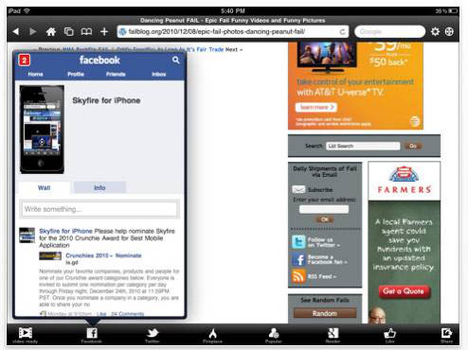 Skyfire para iPad: Flash e integración con Facebook y Twitter