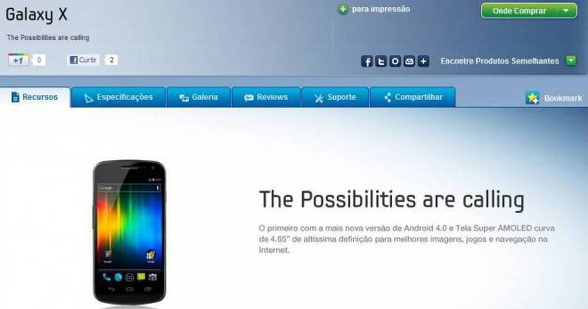 Samsung Galaxy X en folleto del operador brasileño Oi