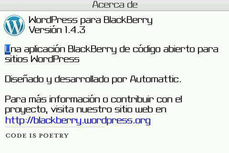 WordPress para Blackberry se actualiza a la version 1.4.3