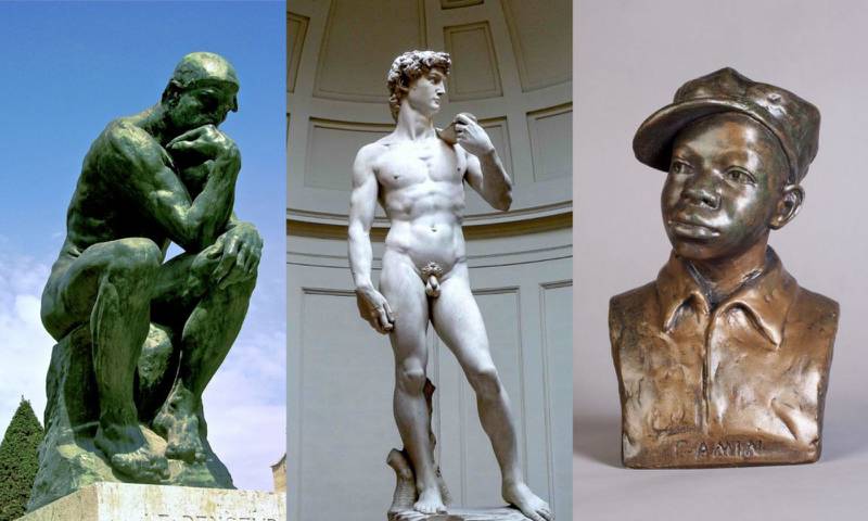 Estatuas clásicas de Rodin, Miguel Ángel y Augusta Savage