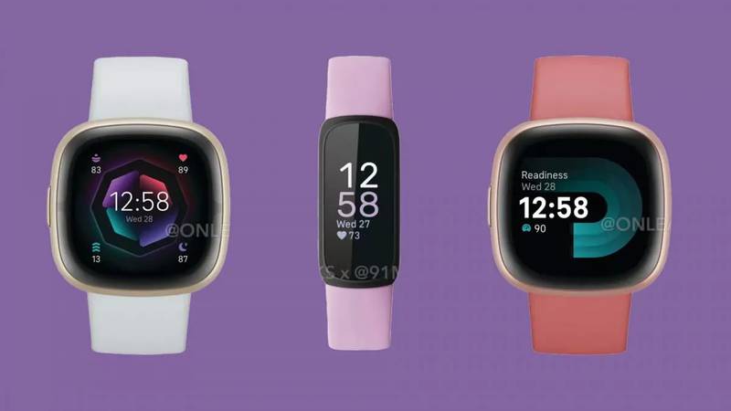 Los dos relojes inteligentes y la pulsera de Fitbit.