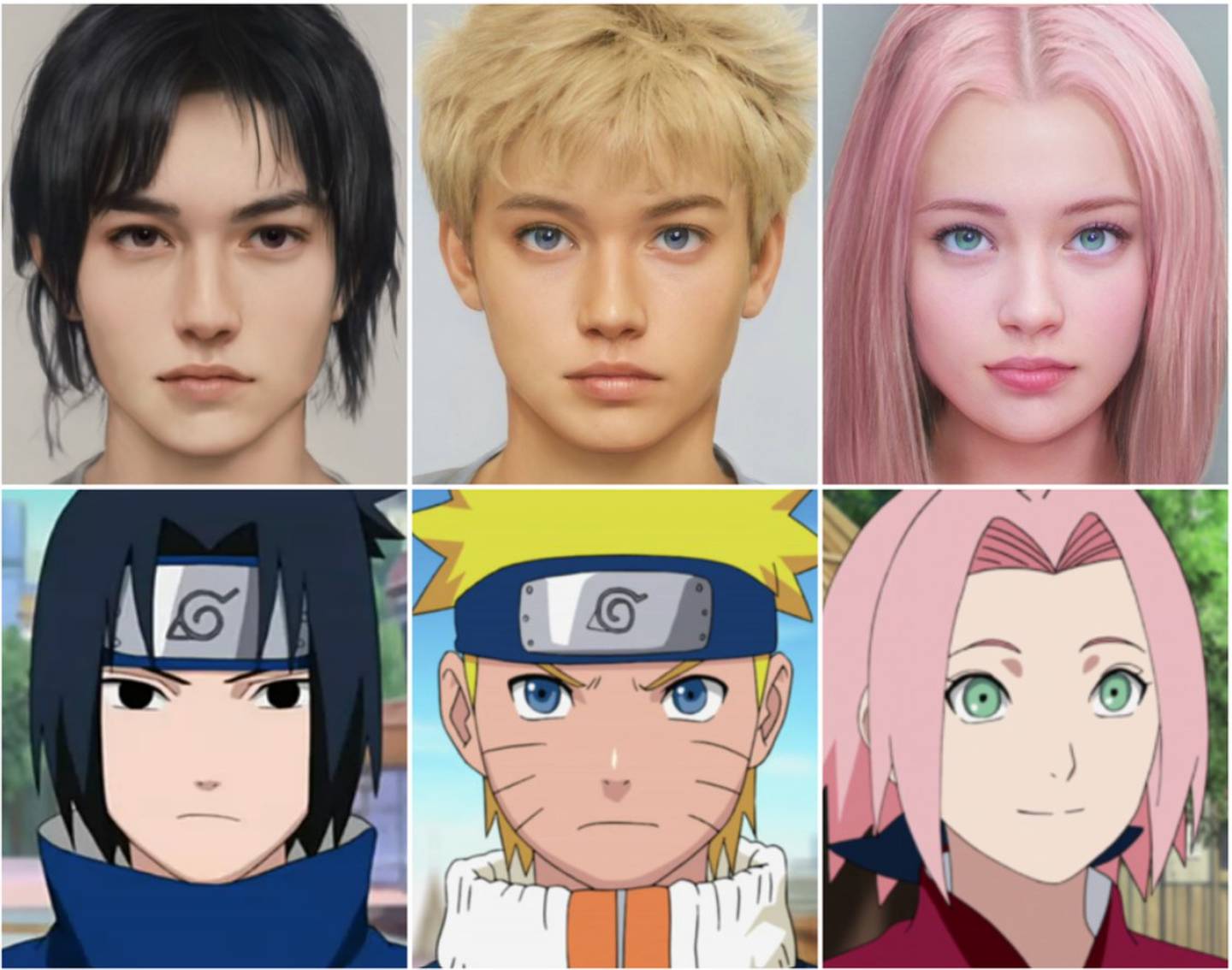 Retratos reales de los personajes de Naruto
