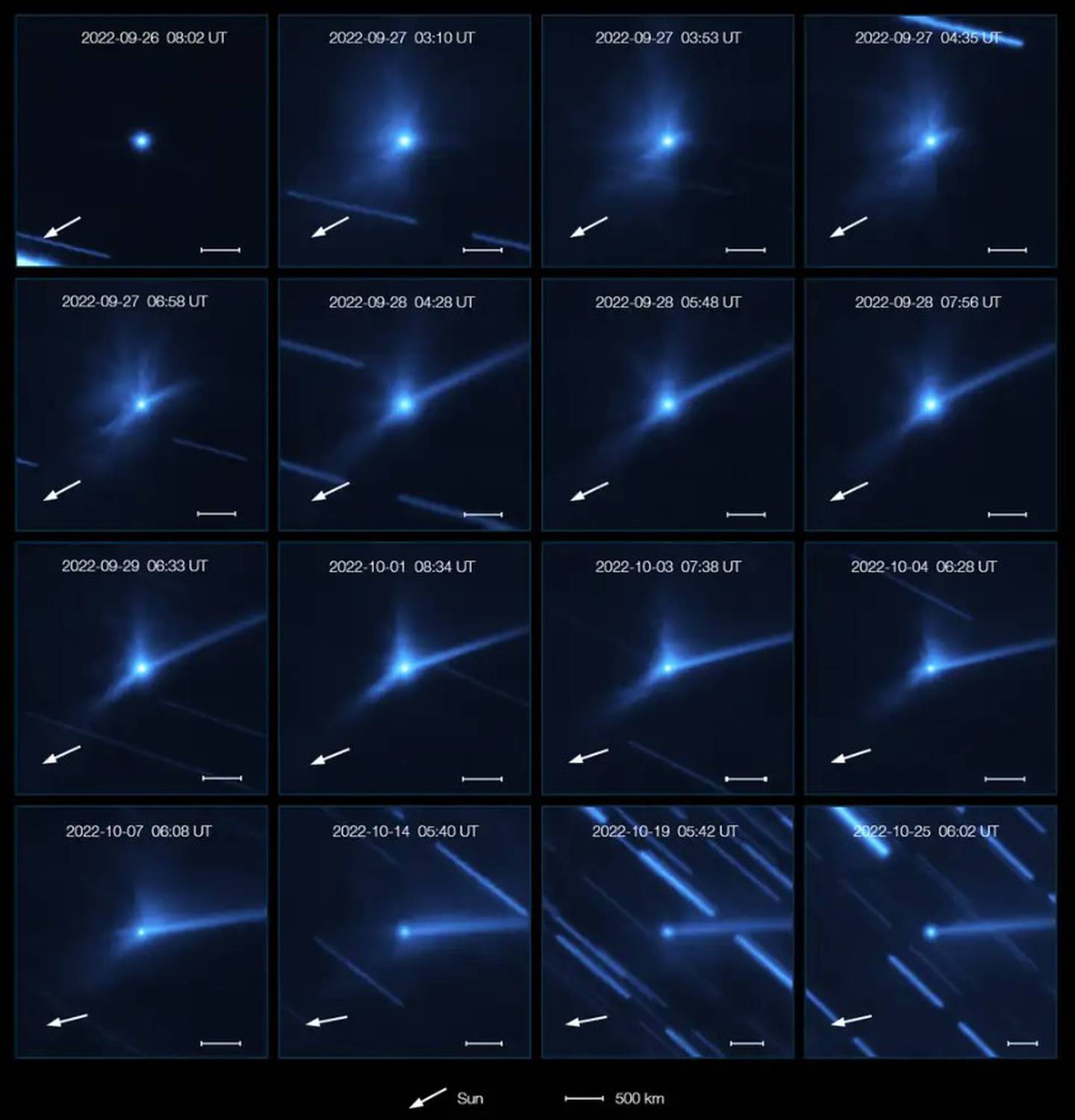Imágenes del ESO del choque de DART con Dimorphos