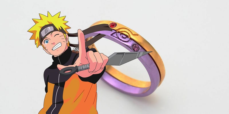Cute Naruto x Hinata Rings es una pieza de joyería oficial con un par de anillos de boda donde con un diseño especial para los fans.