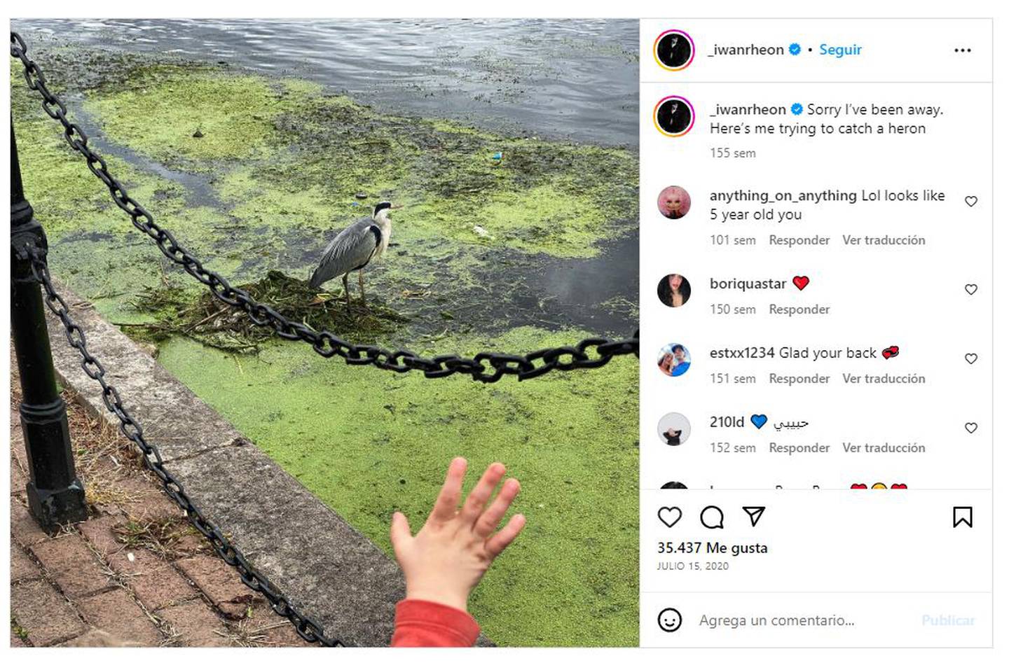 Iwan Rheon showed off his son's hand on Instagram