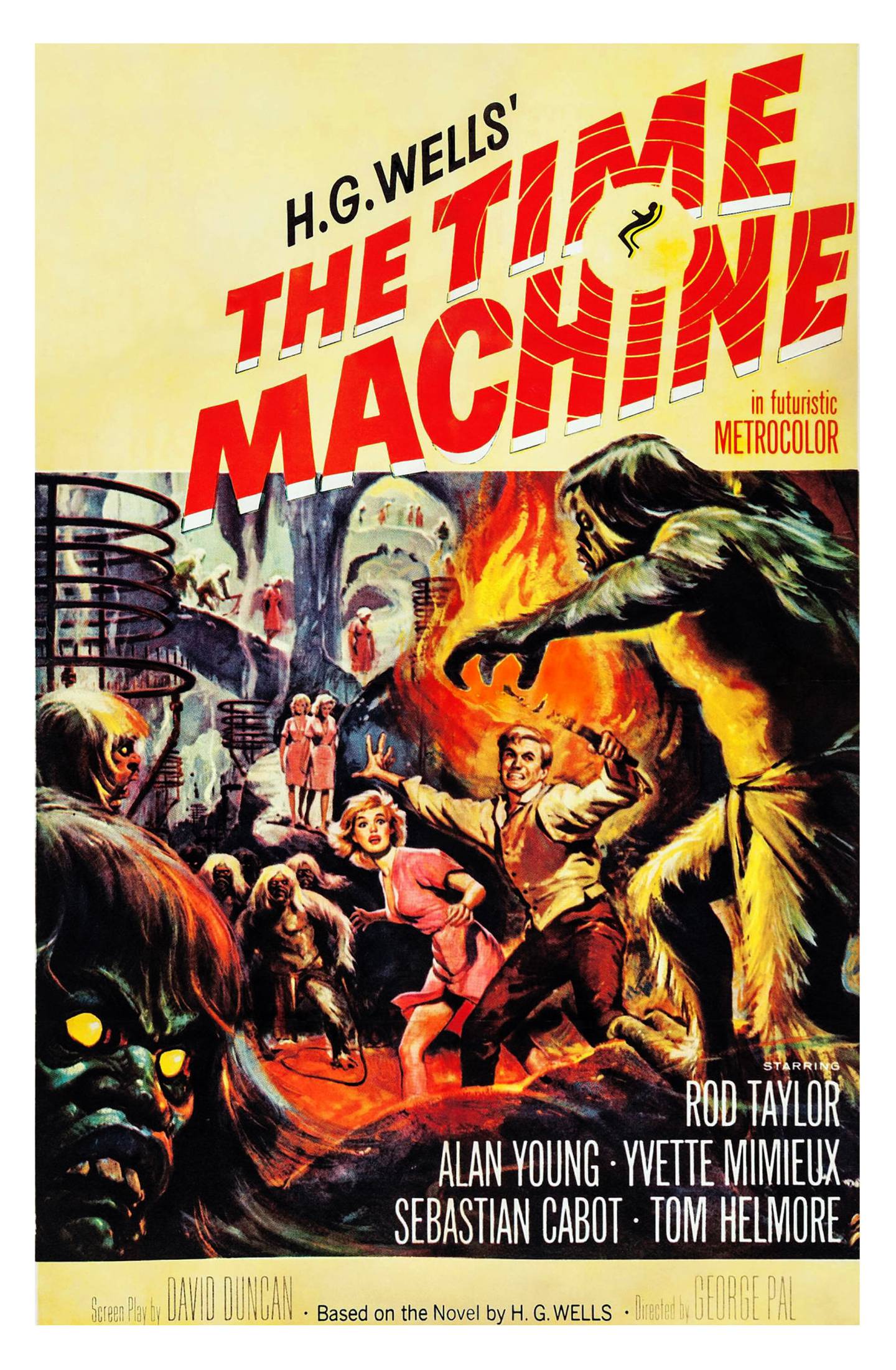 Póster de la película La máquina del tiempo, basada en la obra de H.G. Wells.