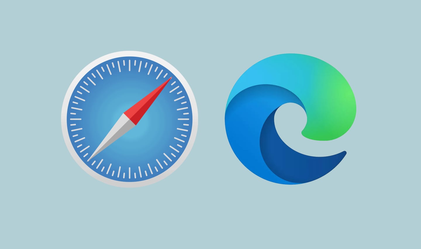 Safari (left) and Microsoft Edge (right) logos.