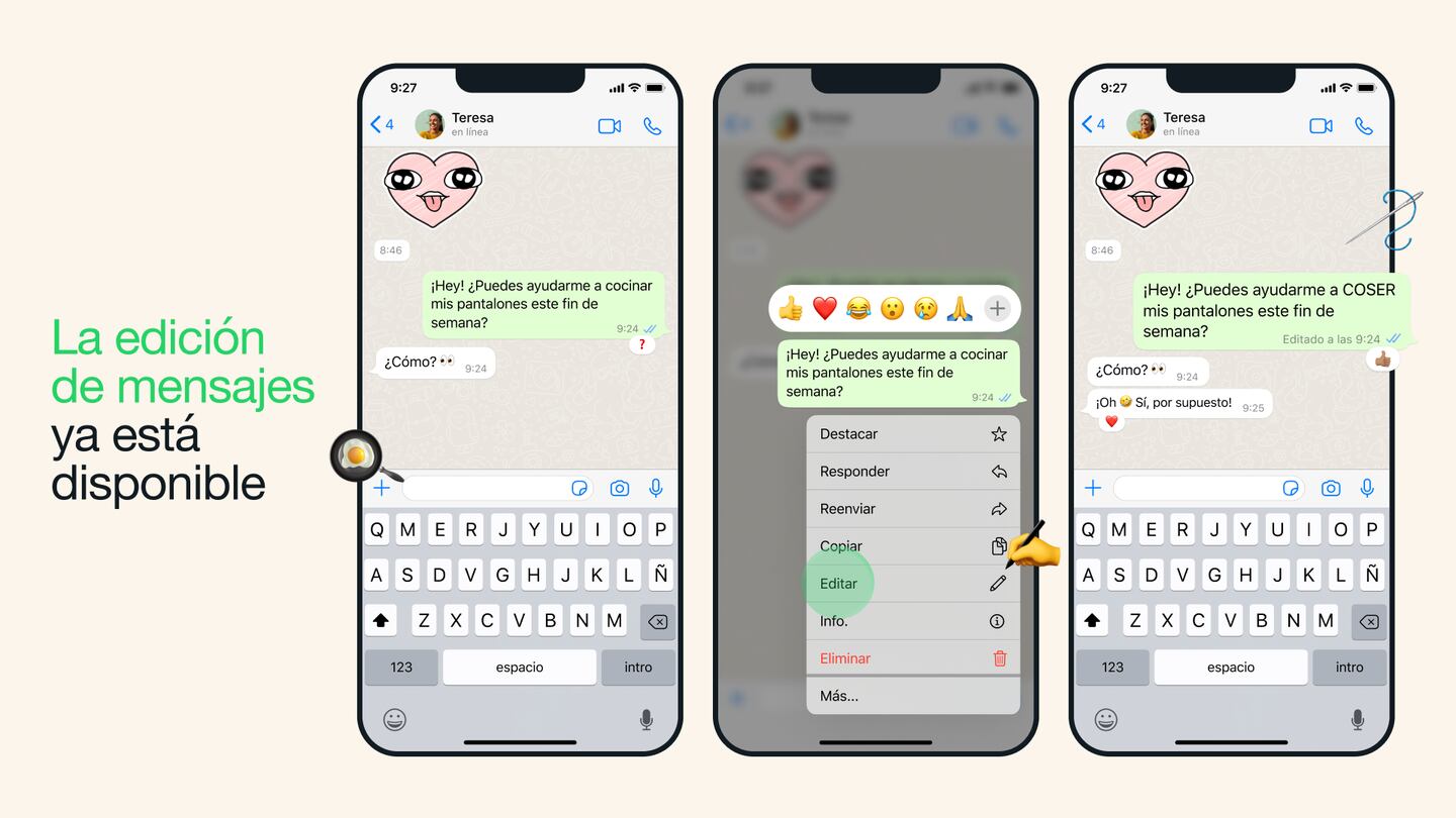 WhatsApp toma una función distintiva de Telegram y permite editar mensajes ya enviados, aunque hay una condicionante.