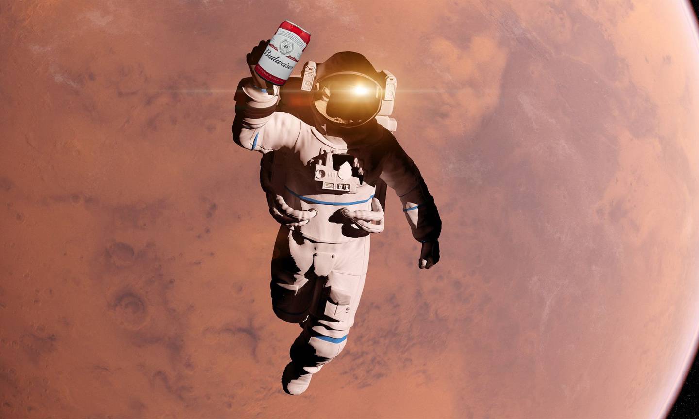 Astronauta con alcohol en el espacio