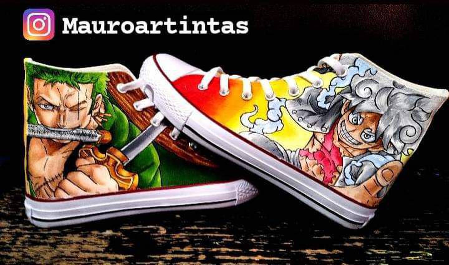 Algunas muestras del arte de Mauricio Cubillos en las zapatillas Converse.