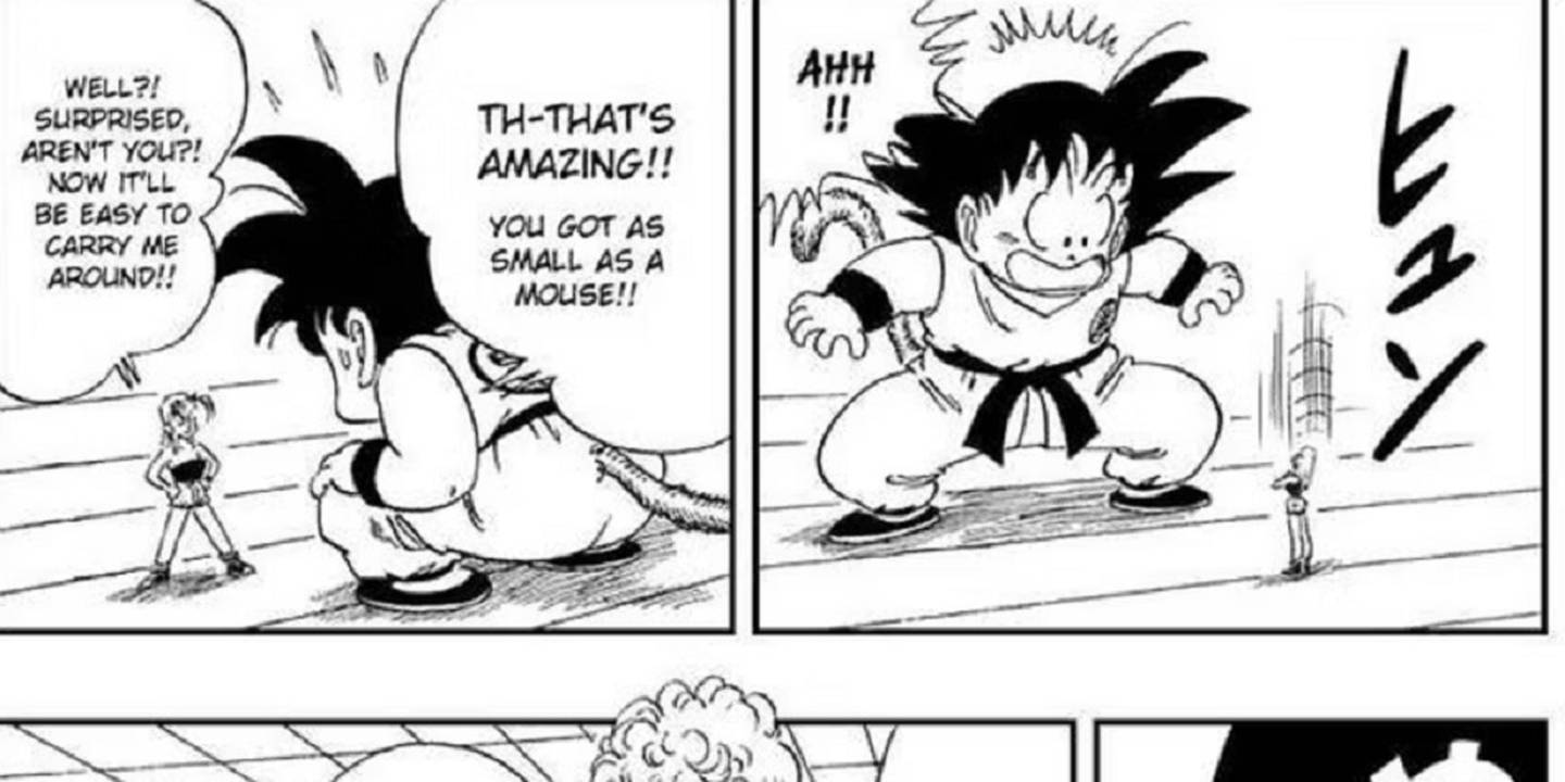 Goku ve como Bulma se encoje en el manga #69