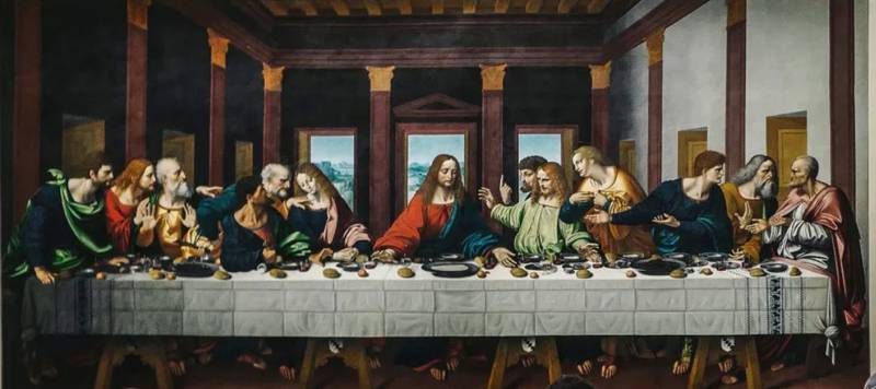 "La última cena" en una inauguración gratuita de la exposición "Leonardo da Vinci" en el Museo del Louvre en París el 21 de febrero de 2020. | Foto: Lucas Barioulet/AFP/Getty Images