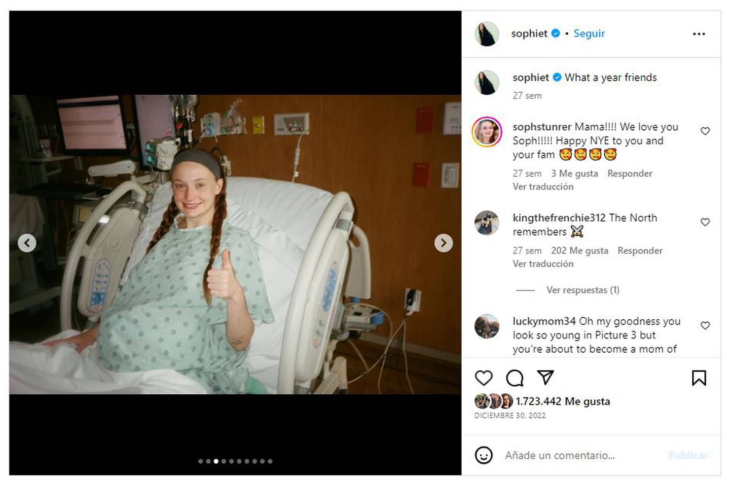 Sophie Turner before giving birth to her second daughter