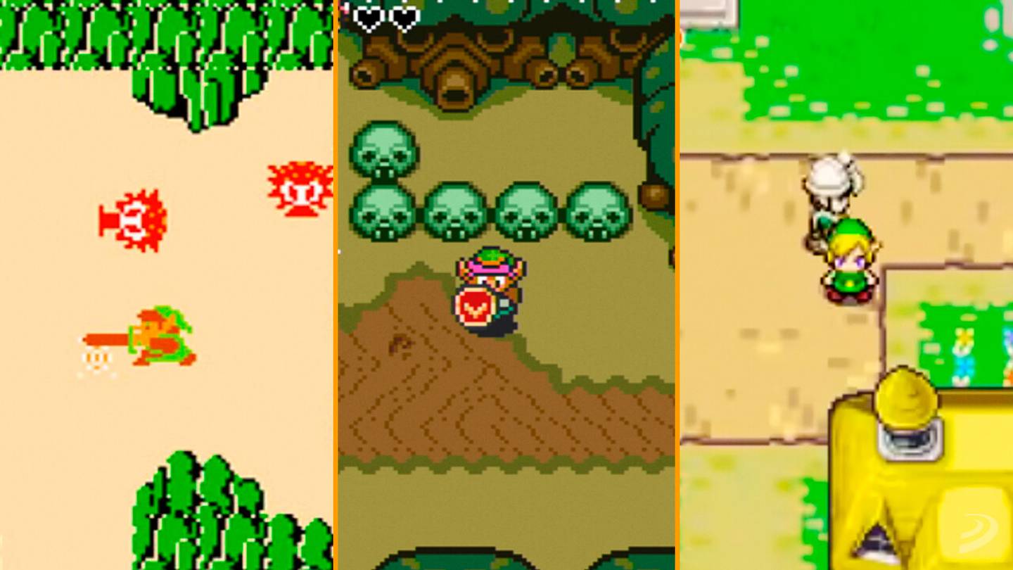 The Legend of Zelda (1986), The Legend of Zelda: A link to the past (1991), The Legend of Zelda: The Minish Cap (2004)
