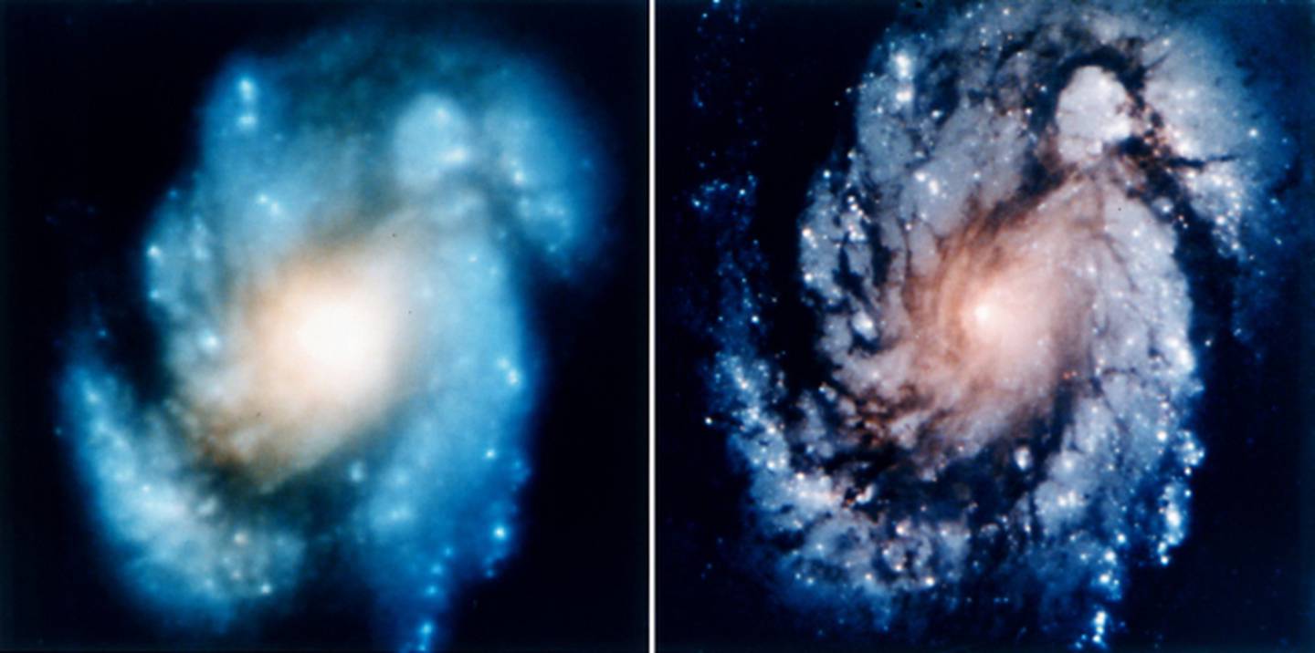 Comparison of photos taken by Hubble before and after the repair