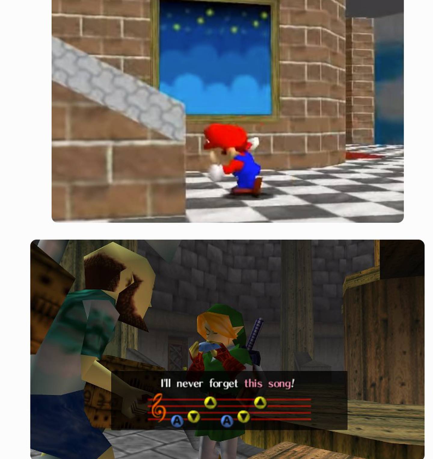 Ocarina of Time Easter egg in Mario 64