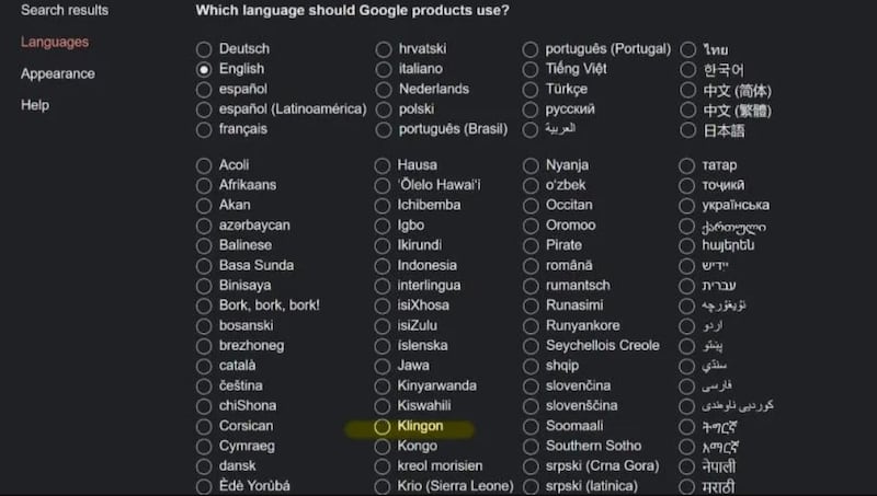 Idiomas en Google