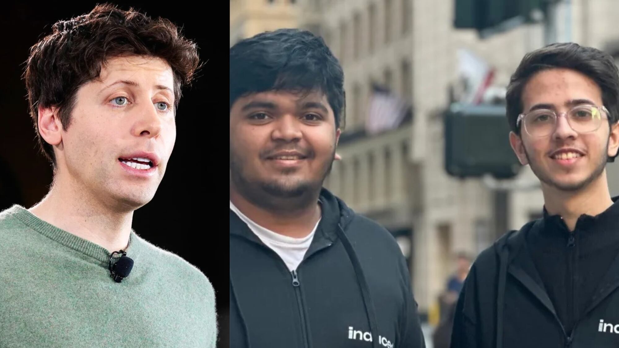 Sam Altman, Ayush Pathak y Aryan Sharma