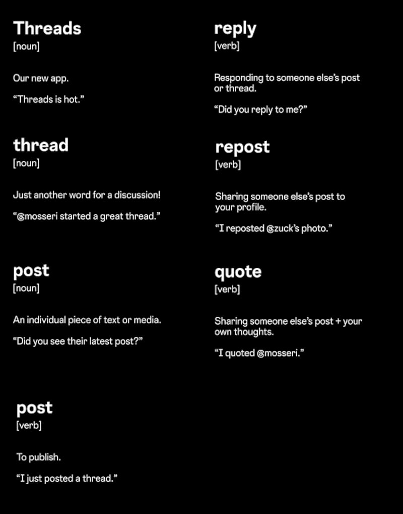 Diccionario de Threads