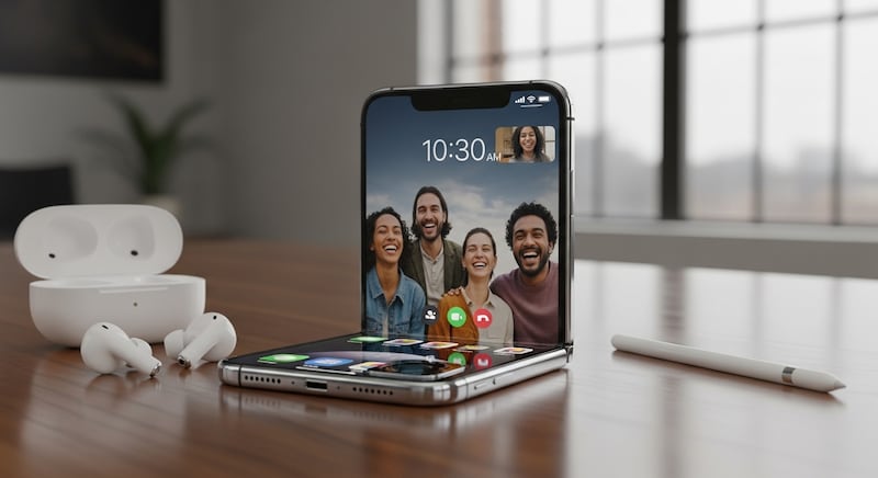 iPhone plegable, imagen co-creada con IA. - FW/Whisk