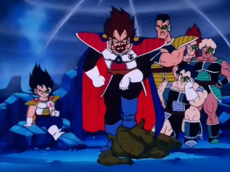 Rey Vegeta con su hijo, Vegeta y parte de su crew.