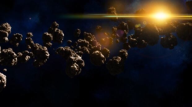 Representación gráfica de varios asteroides cerca del Sol
