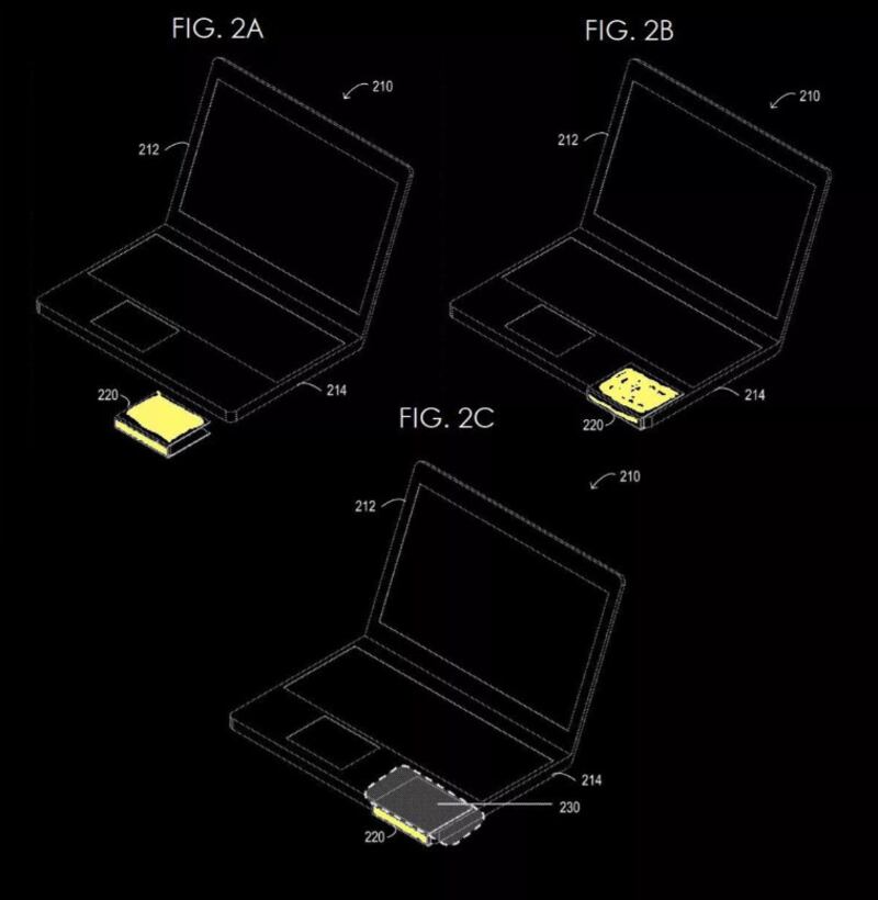 Ilustración de la patente solicitada por Dell para carga inalámbrica inversa.