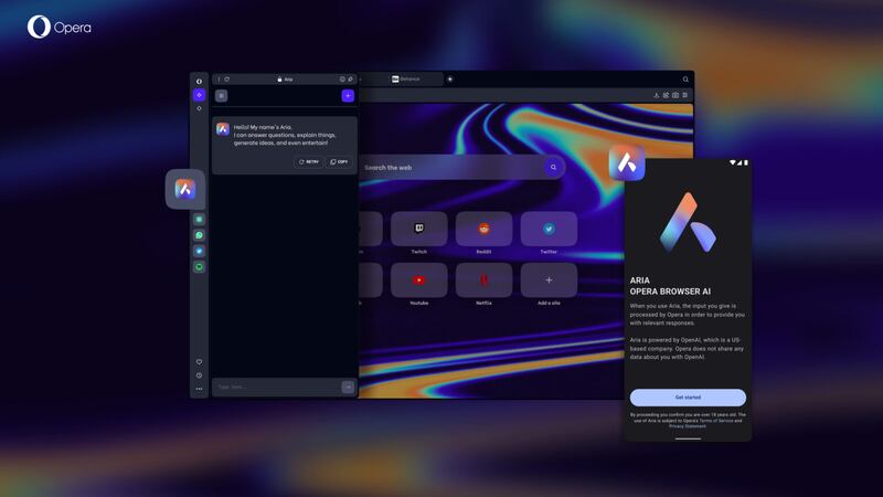 Opera se suma al furor por la Inteligencia Artificial, no sólo sumó la app oficial de ChatGPT, también ha lanzado su versión de Bing Chat: Aria.