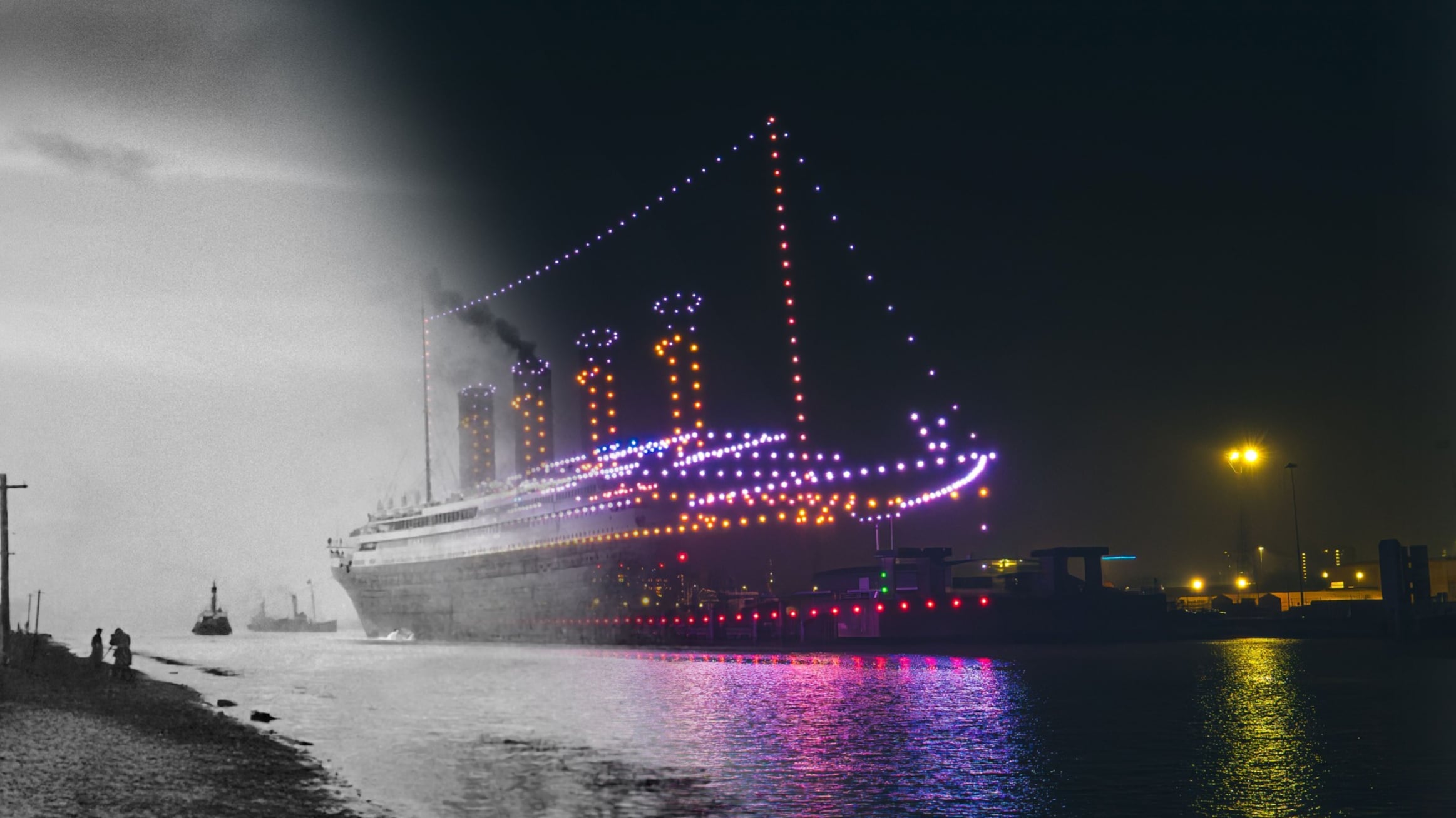 Titanic con drones hecho por la BBC.