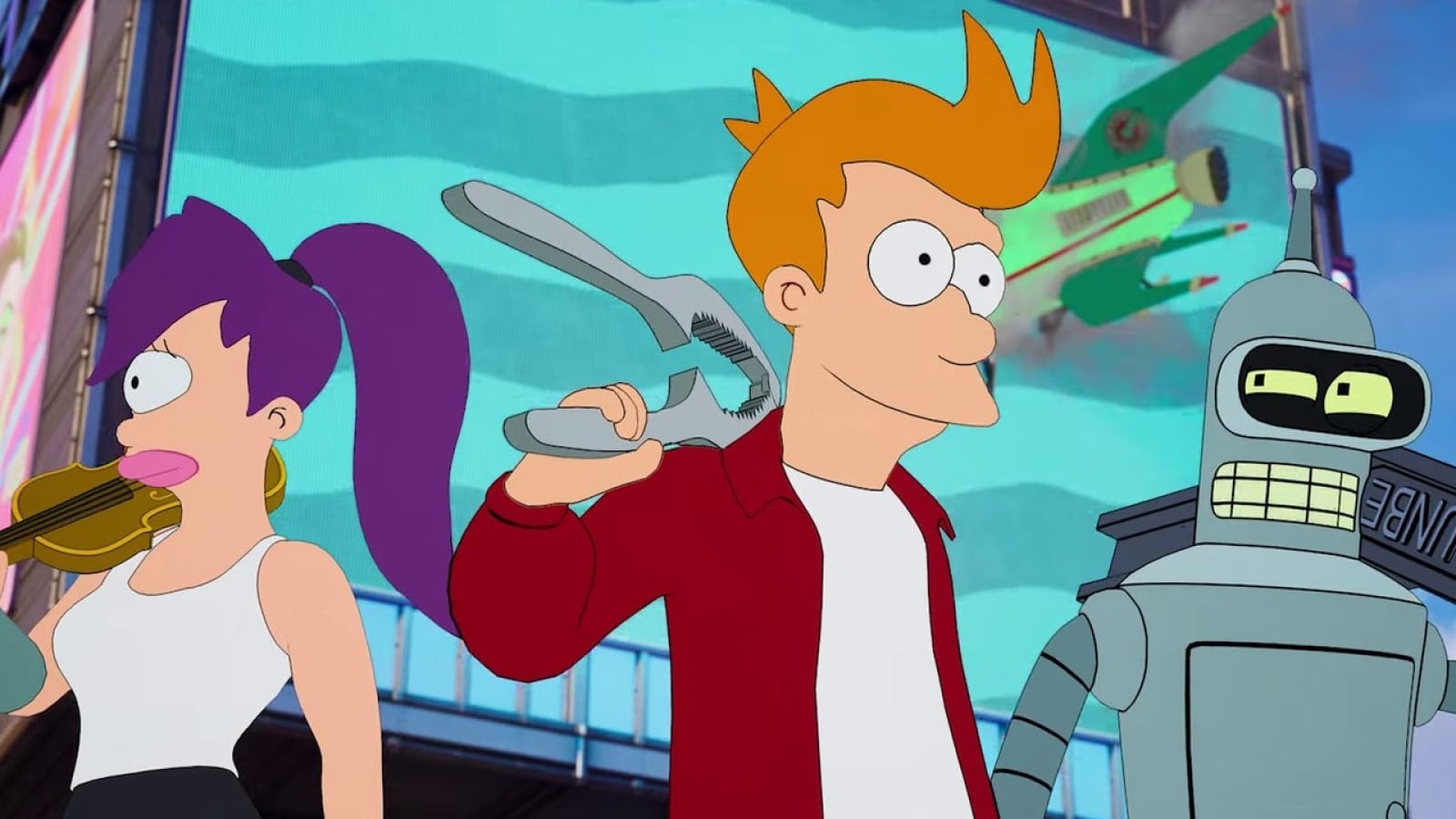 Leela, Fry y Bender