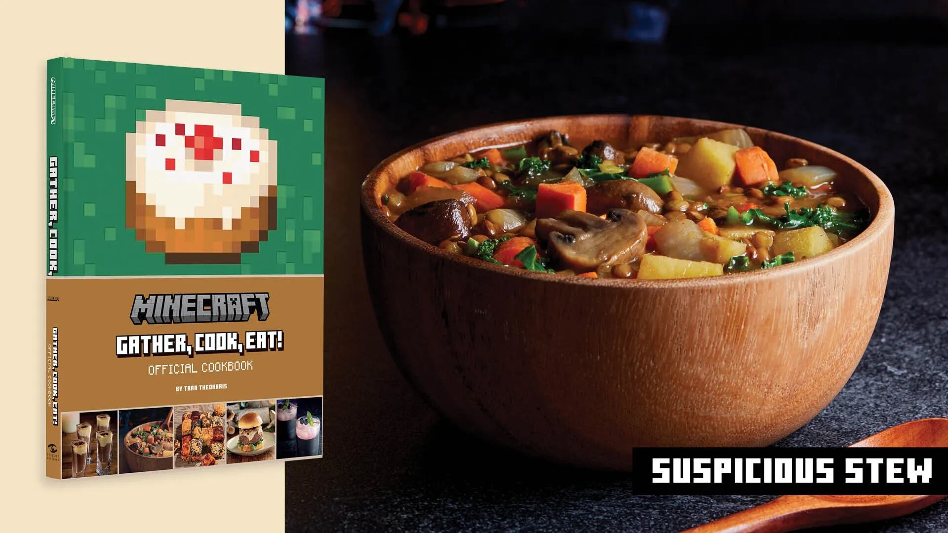 Minecraft: Gather, Cook, Eat! Official Cookbook es un libro de recetas de cocina para quienes aman comer sus alimentos con forma de cubo.