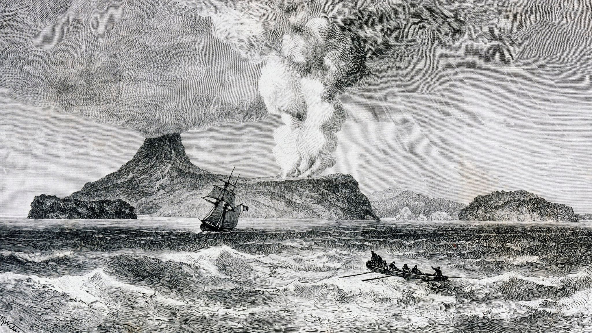 Erupción en agosto de 1883 del volcán Krakatoa, que dejó más de 36 mil muertos.