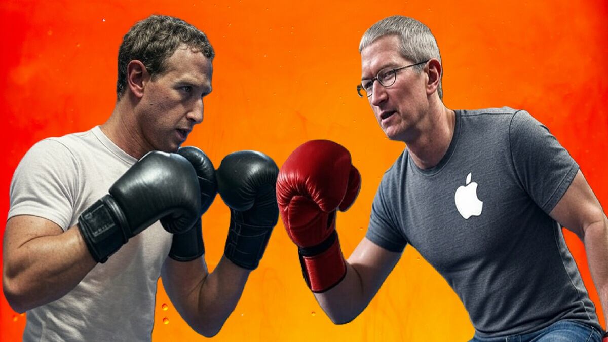 Mark Zuckerberg vs Tim Cook en una pelea imaginaria - Imagen creada por Grok IA
