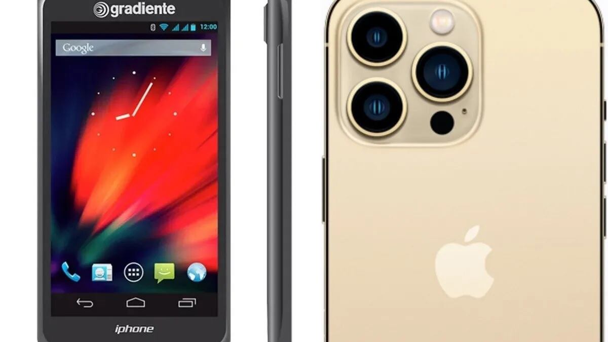 Celular iPhone con Android comparado con el dispositivo de Apple.