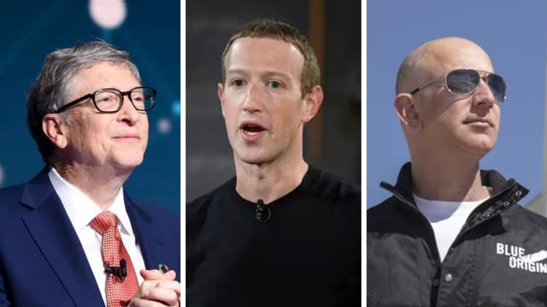 Bill Gates, Mark Zuckerberg y Jeff Bezos | Composición