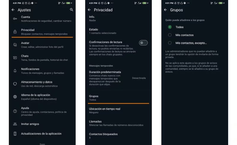 Grupos de WhatsApp cortesía de Infobae