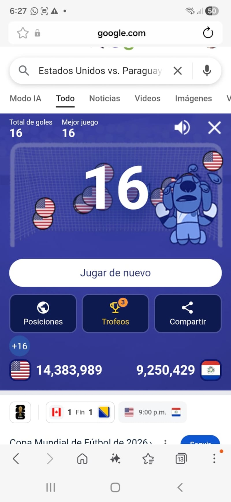 Mini juego - Google Mundial 2026