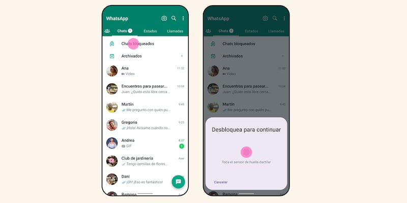Bloqueo de chats de WhatsApp permite restringir el acceso a charlas concretas mediante nuestra huella digital o una contraseña.