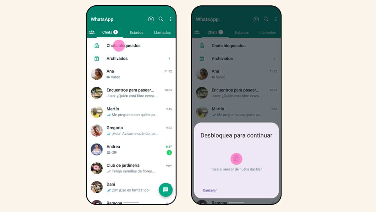 Bloqueo de chats de WhatsApp permite restringir el acceso a charlas concretas mediante nuestra huella digital o una contraseña.