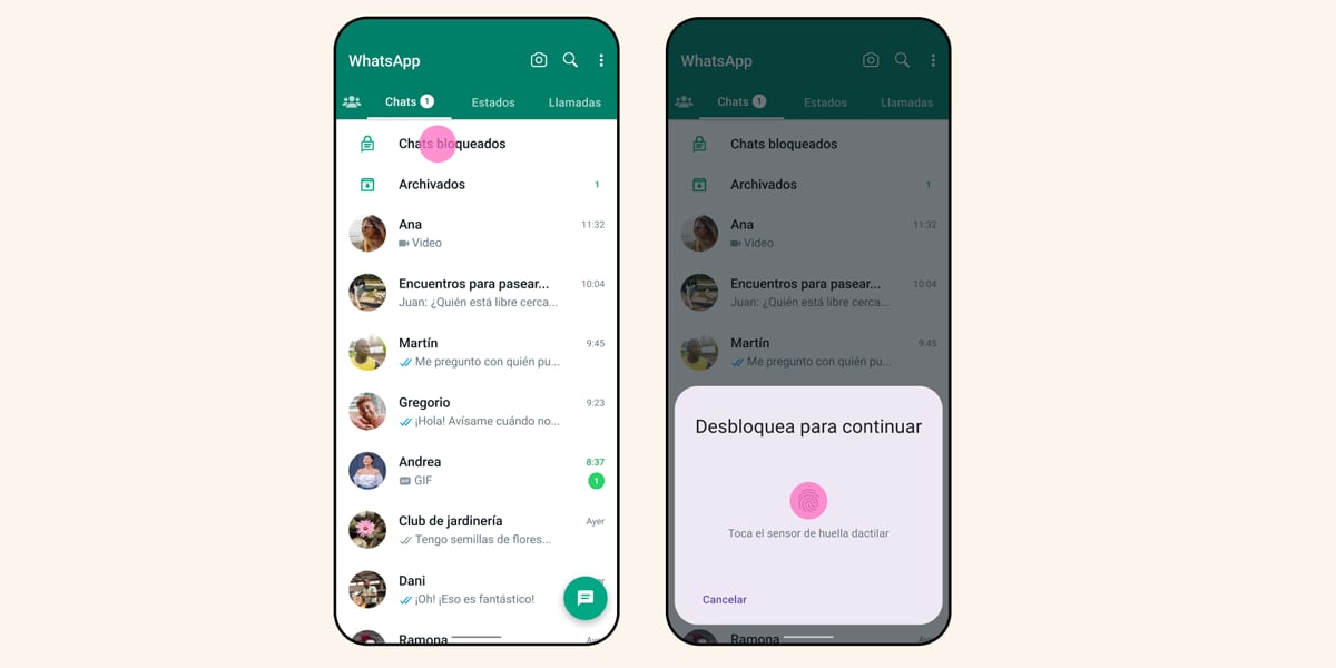 Bloqueo de chats de WhatsApp permite restringir el acceso a charlas concretas mediante nuestra huella digital o una contraseña.