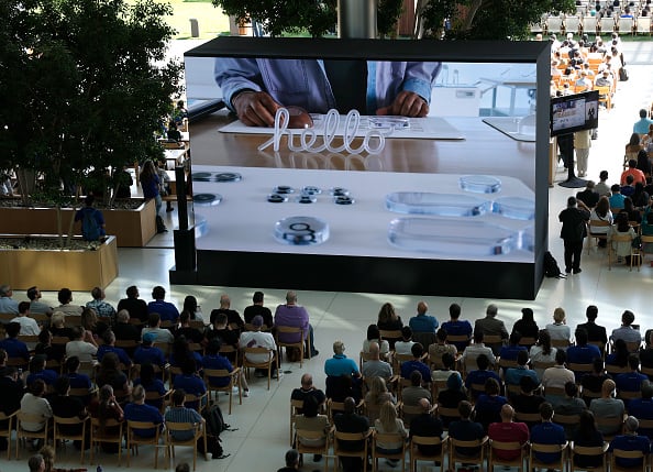 CUPERTINO, CALIFORNIA - JUNE 09: Apple announces liquid glass during the Apple Worldwide Developers Conference (WWDC) on June 09, 2025 in Cupertino, California. Apple CEO Tim Cook kicked off the annual Apple WWDC conference, which runs through June 13. (Photo by Justin Sullivan/Getty Images)