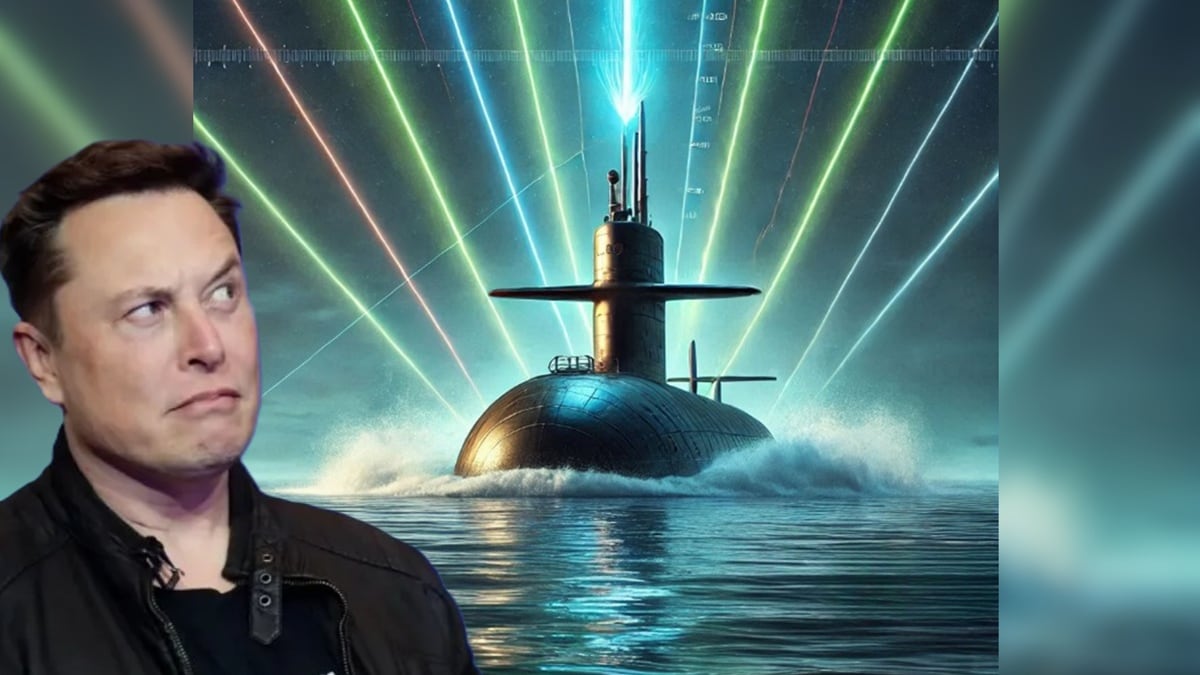 Representación de un submarino de China que quiere atacar los satélites de Starlink