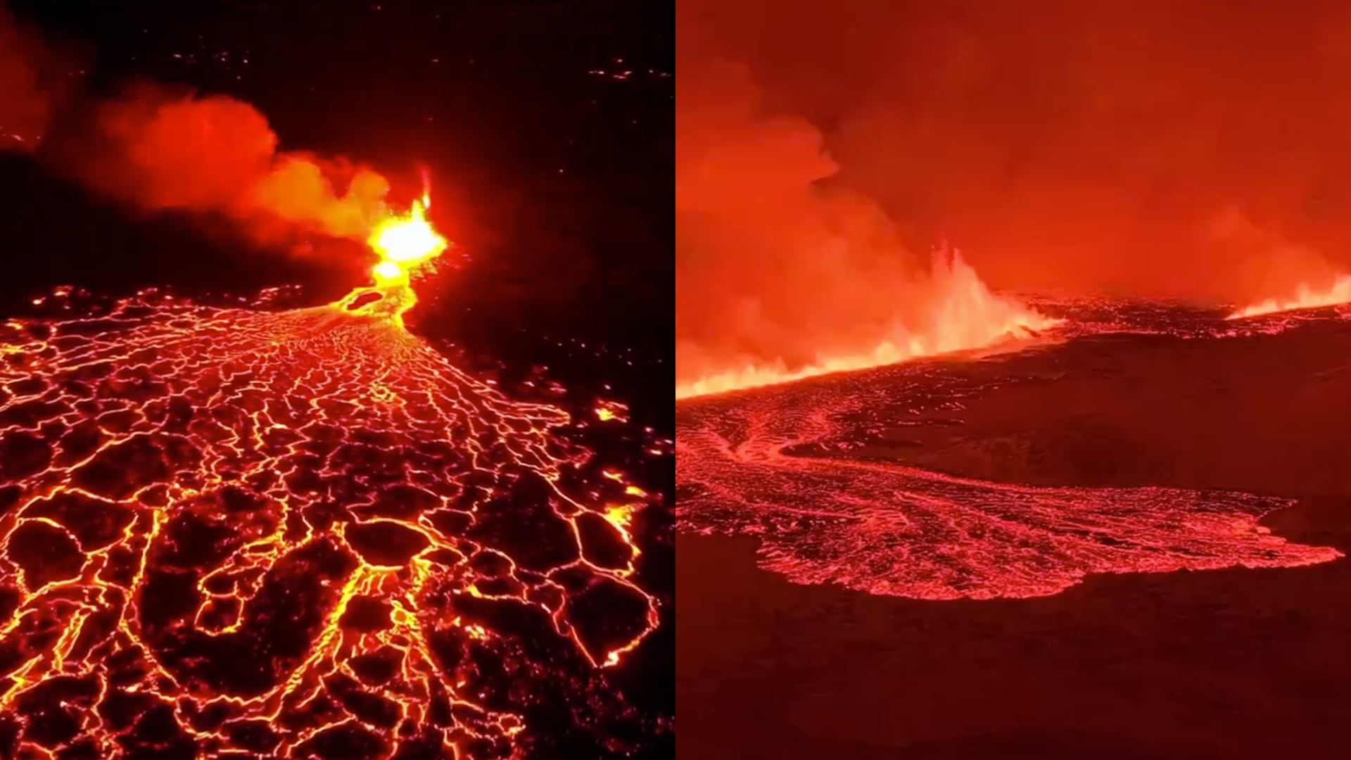 Captan impresionantes imágenes de la fisura volcánica en Reykjanes, Islandia
