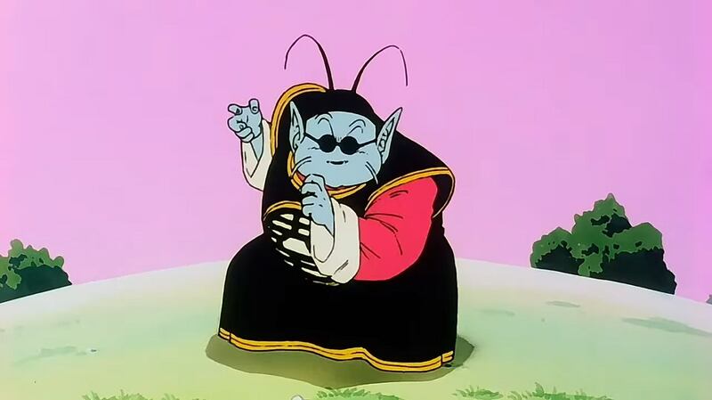 Kaio Sama a punto de pelear contra Goku.