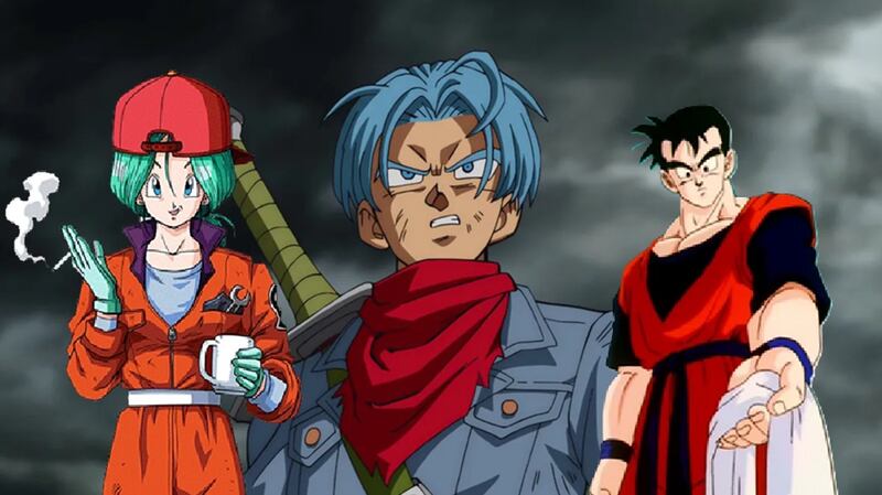 Futuro apocalíptico de Dragon Ball Z - Bulma, Trunks y Gohan