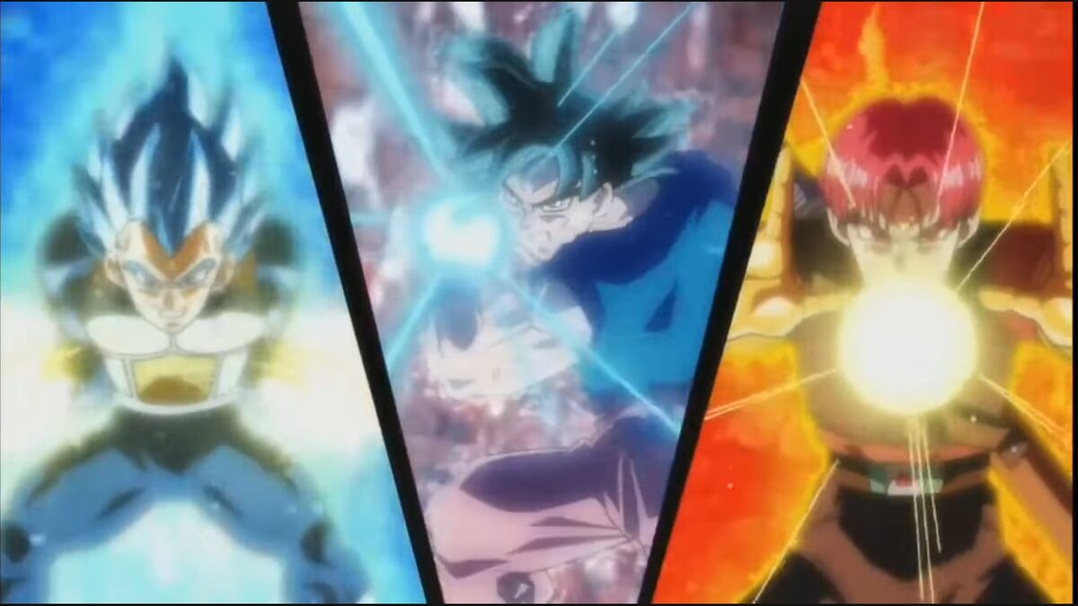 Vegeta, Goku, Trunks. Dragon Ball Heroes