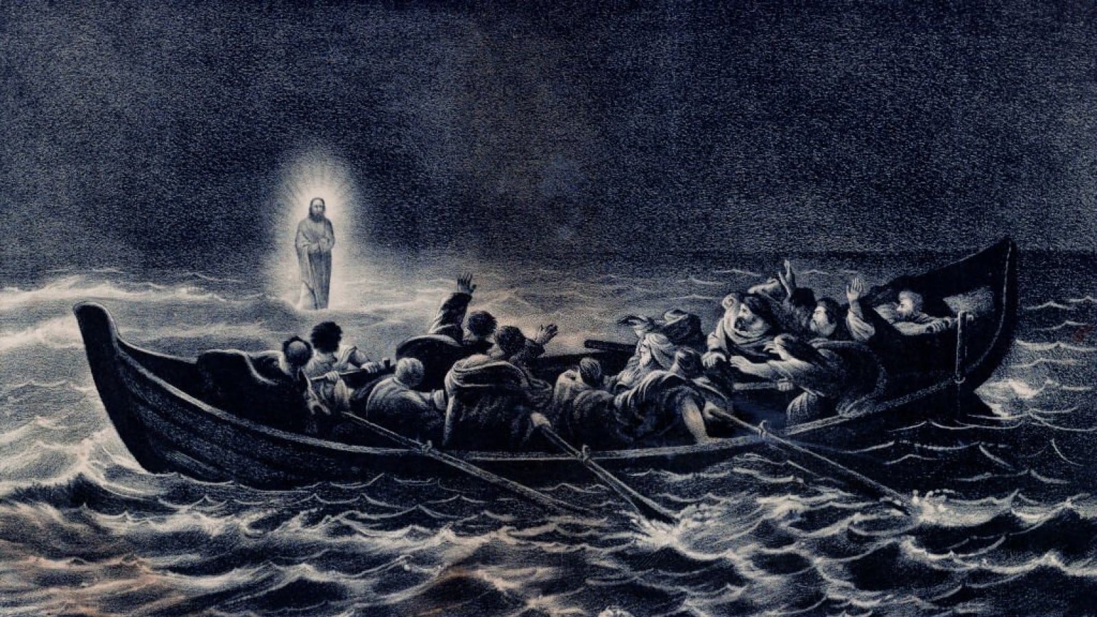 Jesús camina sobre el mar de Galilea