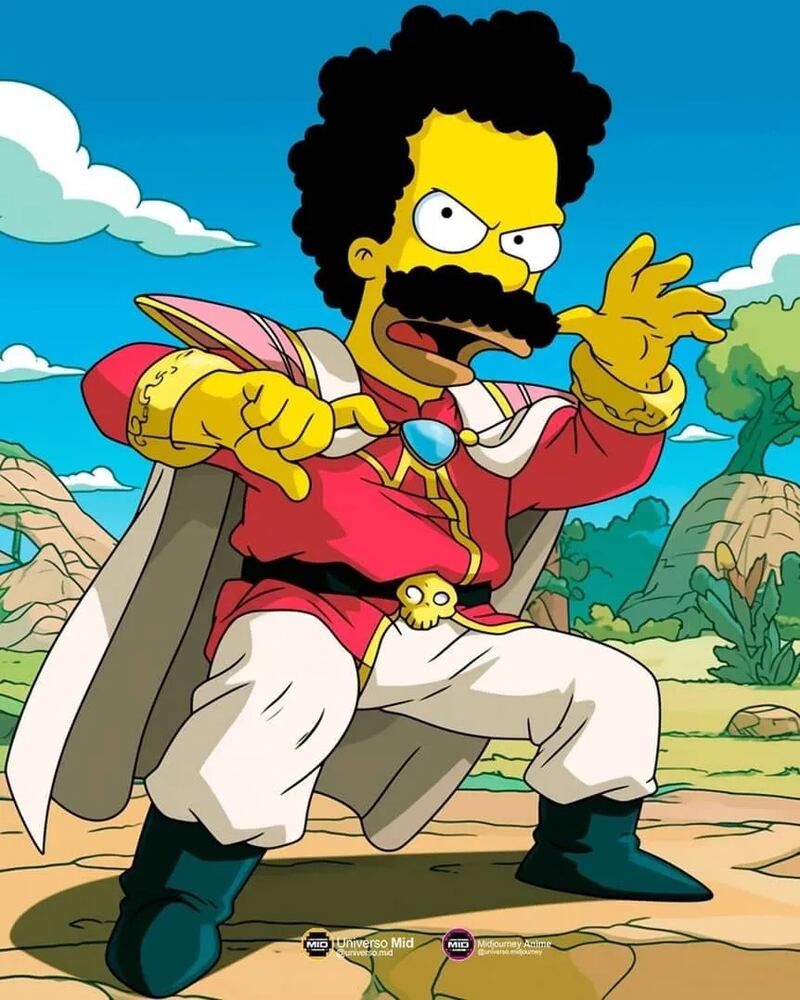 Mr. Satán en Los Simpson - Universo Midjourney