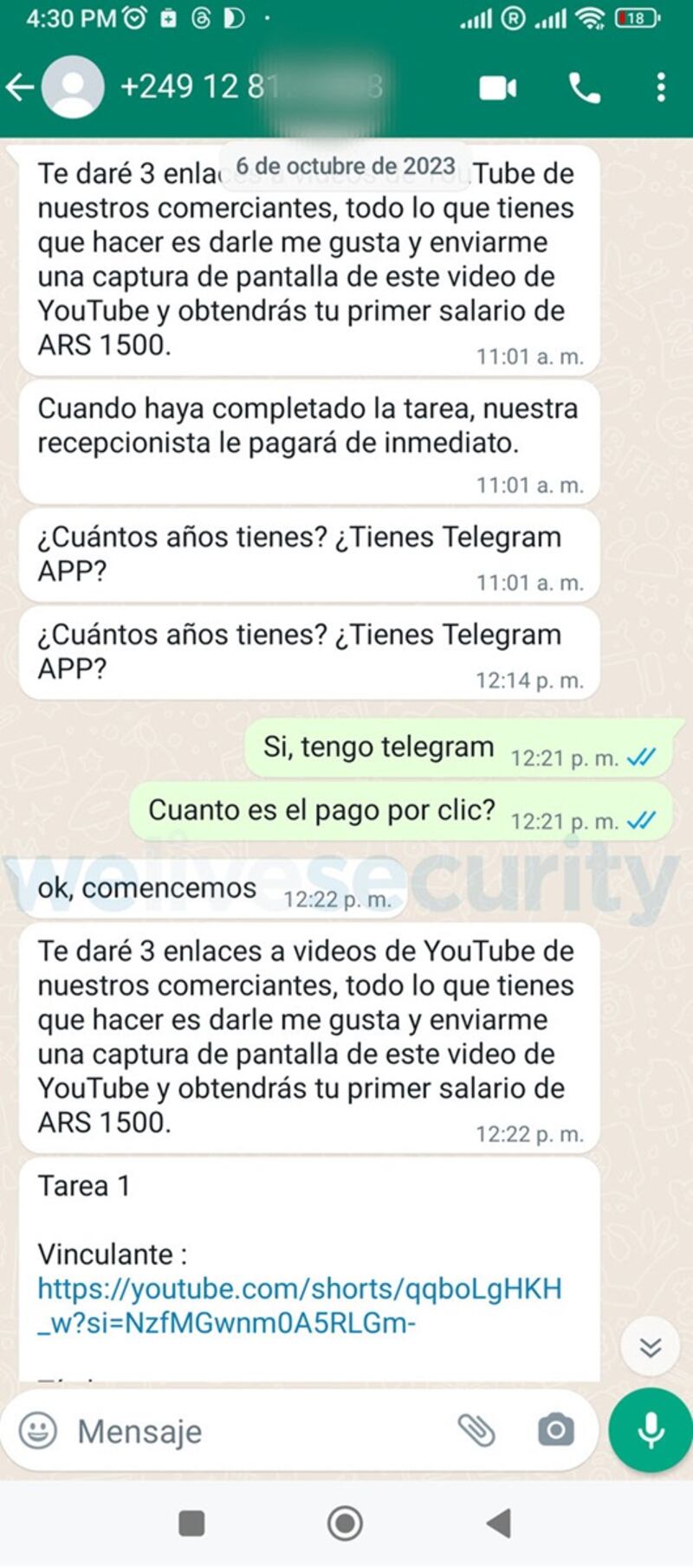 WhatsApp estafas ESET
