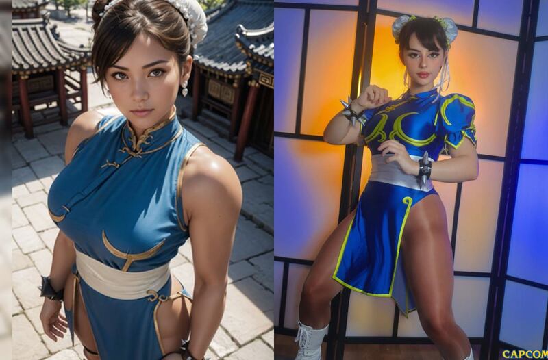 Chun-Li por la IA y la cosplayer Muatori
